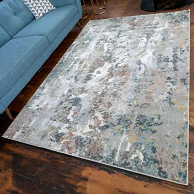 Image of Modern Grey Stone Abstract Living Room Small Area Rug Durable Super Soft Plush Lounge Hall Bedroom Carpet Rugs 60cm x 110cm