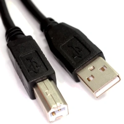 Image of kenable USB 2.0 CERTIFIED Hi Speed HQ Shielded A to B Cable Lead 2m BLACK [2 metres]