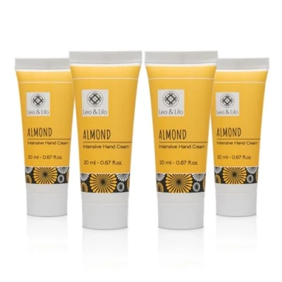 Image of Leo &amp; Lilo Set of 4 Almond Hand Cream 20 ml Intensive Care for Dry and Stressed Hands with Organic Oil Other Vegetable Oils