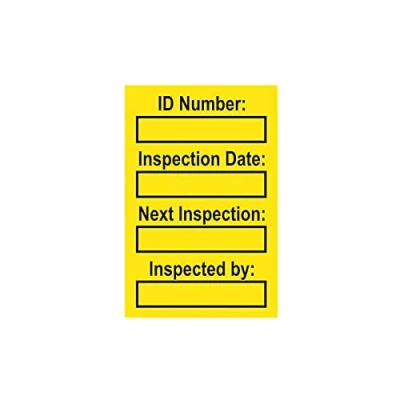 Image of Harness Inspection Tag, Pack of 20, Yellow, Polypropylene, 31mm x 47mm