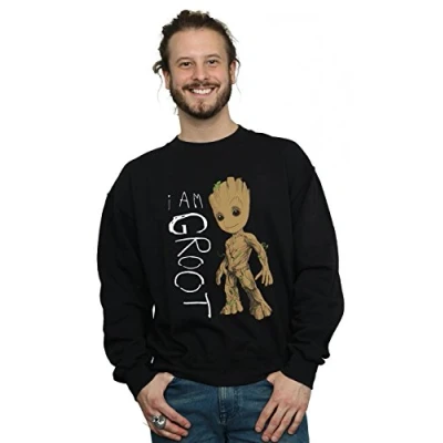 Image of Marvel Men&#039;s Guardians of The Galaxy I Am Groot Scribbles Sweatshirt Black Large