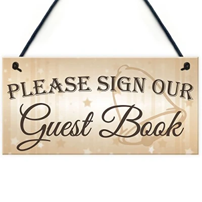 Image of RED OCEAN Please Sign Guest Book Wedding Day Hanging Decoration Well Wishes Table Plaque