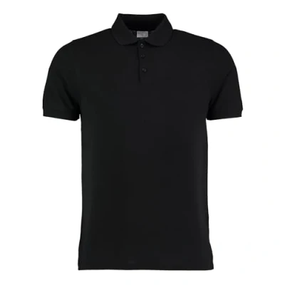 Image of Kustom Kit Mens Short Sleeve Polo Shirts, Black, Medium. KK408