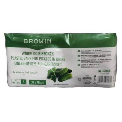Image of Browin 361020 Plastic Bag for Brine Pickles, Säuern Cabbage, Turkey and a 20 L Barrel, 5 pcs, Food Storage, Foil Bags, Transparent