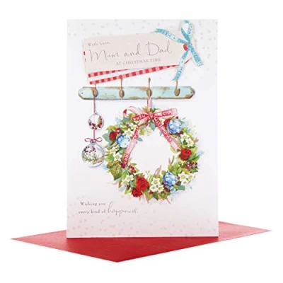 Image of Hallmark 25495325 Mum and Dad Medium Christmas Card &quot;Reasons To Celebrate&quot;