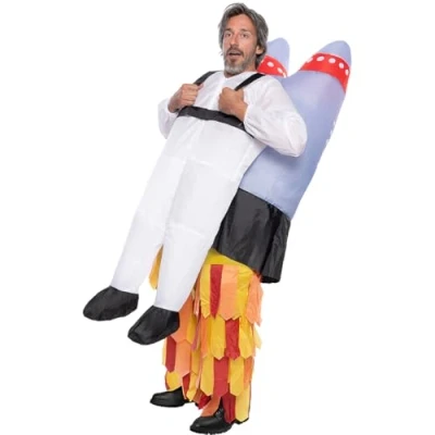 Image of Funidelia Inflatable Rocket Costume for men and women Spaceman Space Moon Professions adults accessory fancy dress &amp; props Halloween carnival parties One Size