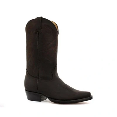 Image of Grinders Mens Cowboy Boots Pointed Black Brown Louisiana Real Leather