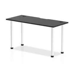 Image of Impulse Black 1400 x 600mm Straight Table CP Aluminium Leg