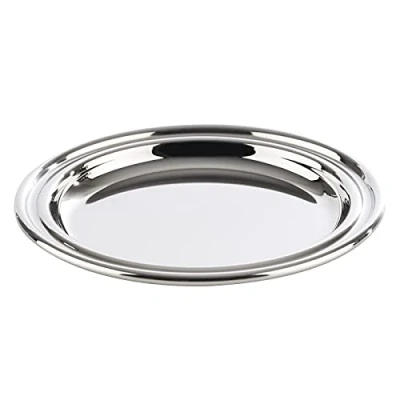 Image of APS Coaster set (6 pieces) made polished stainless steel, Ø 10 cm, heavy duty, rolled up edge, high gloss glass coaster, round