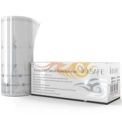 Image of Inksafe Transparent Tattoo Protection Film 15cm x 10m 1 Roll Adhesive Aftercare Fixation Bandage for Fresh Tattoos