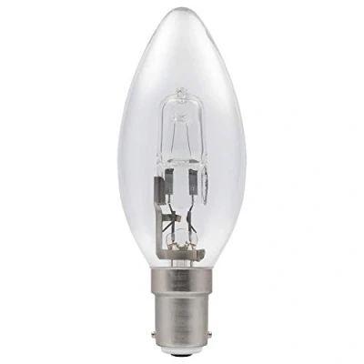 Image of Heathfield Eco Halogen 28W Small Bayonet Cap SBC Clear Candle Lamp Bulb Pack of 10