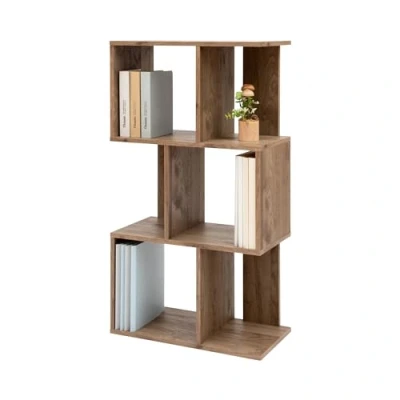 Image of Iris Ohyama, Decorative Display shelf/Floating Shelves/Wooden shelf/Display rack with 3 Shelves, Design,Modern,Modular, Office,Bedroom,Living Room, Library Shelf SRK W3 Ash Brown