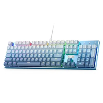 Image of Redragon K556 SE RGB LED Backlit Wired Mechanical Gaming Keyboard, Aluminum Base, 104 Keys Upgraded Socket, Hot Swap Linear Quiet Red Switch, Gradient Blue