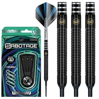 Image of WINMAU Sabotage Onyx 20g Tungsten Softip Darts Set with Prism Flights and Shafts (Stems)