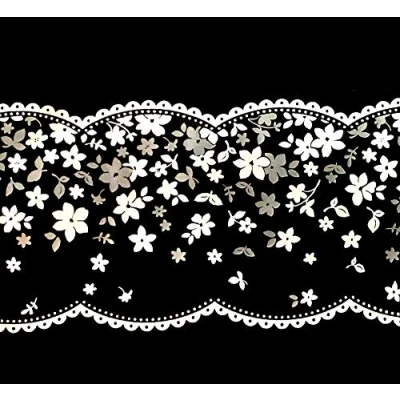 Image of Dundee Deco MGAZB6005 Peel and Stick Floral White, Bronze Tiny Flowers Self Adhesive Mirror Window Sticker Wallpaper Border, Roll 33 ft X 4 in (10m 10cm)