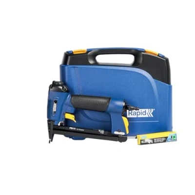 Image of Rapid PS111 Pneumatic Stapler for No. 140 Staples, With Quick Reload, Adjustable Air Exhaust, Includes Carry Case and 300 Staples (5000052), Blue