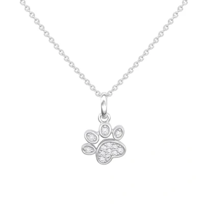 Image of Dew Sterling Silver and Cubic Zirconia Paw Print 18&quot; Necklace
