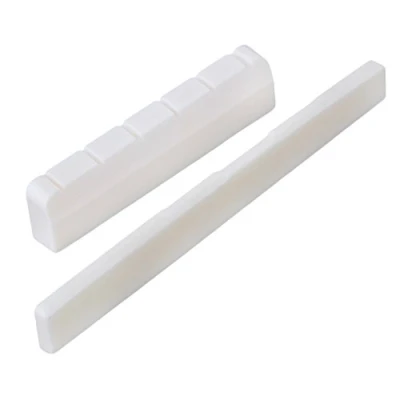 Image of Yibuy Real Cattle Bone Classical Guitar 80mm Bridge Saddle &amp; 50mm Nut White Set of 2