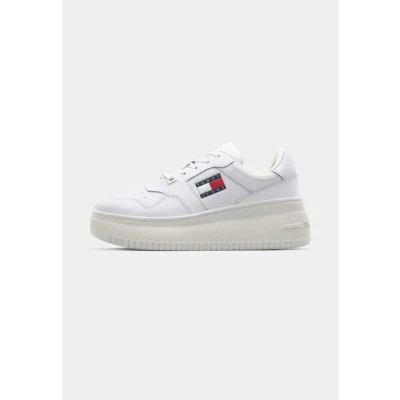 Image of Tommy Jeans Womens New Tjw Retro Basket Fl En0en02506 Cupsole Sneaker, White, 3.5 UK
