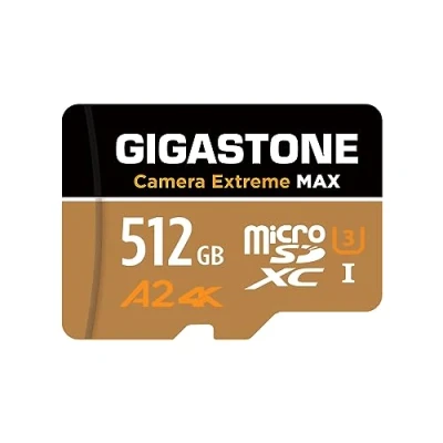 Image of [5 Yrs Free Data Recovery] GIGASTONE 512GB Micro SD Card, Camera Extreme MAX, Up to 160/130 MB/s, MicroSDXC Memory Card for DJI, Gopro, Insta360, Dashcam, 4K Video, UHS I A2 V30 U3 with Adapter