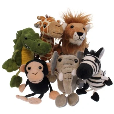 Image of The Puppet Company Finger Puppets African Animals Set of 6,Assorted Colours,14 centimeters