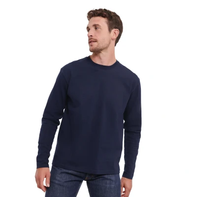 Image of Russell Athletic Mens Classic Long Sleeved T Shirt (French Navy) Size X Small