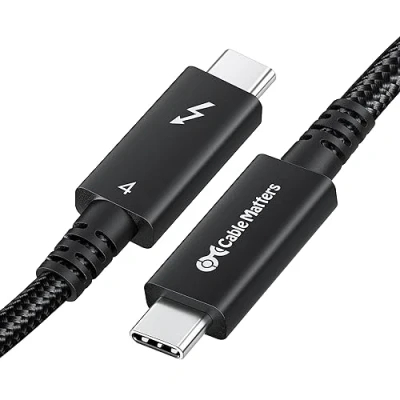 Image of Cable Matters [Intel Certified] Braided 40Gbps Active Thunderbolt 4 2 m with 100W Charging and 8K Video Fully Compatible USB C/USB C, / USB4, 3