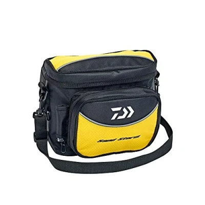 Image of Daiwa Waist Bag Sandstorm Sea Fishing Case, Black, Modern Style, Zipper Closure, Solid Pattern