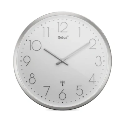 Image of Mebus Wall Clock, Silver/White, 25 cm