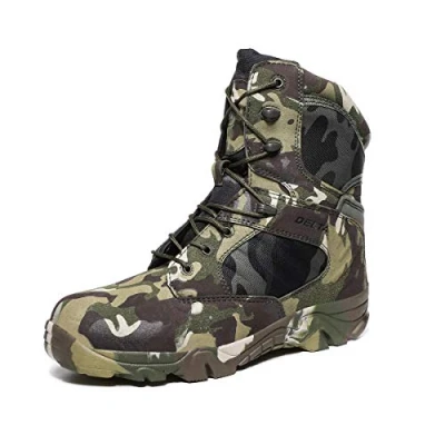 Image of LiliChan Men&#039;s Tactical Boots Delta Side Zip Military Work 8 Inch Army Shoes (10 UK, Camouflage)