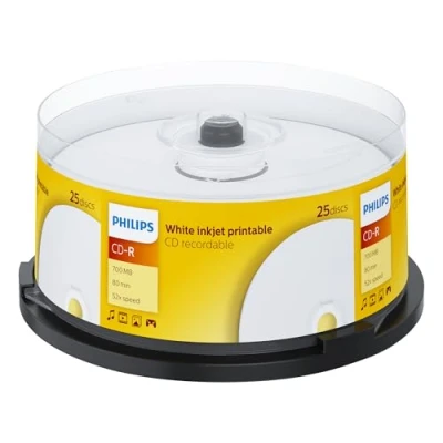 Image of Philips 25 x CD R 700 MB ( 80min ) 52x ink jet printable surface storage media