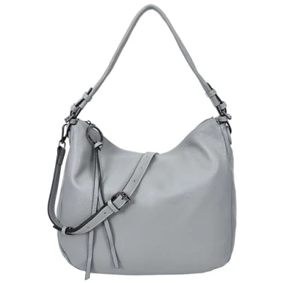 Image of Womens Real Leather Handbag Hobo Style Shoulder Bag Diana (Blue)