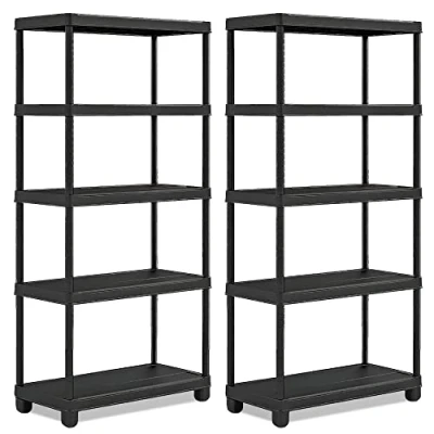 Image of 2 x 5 TIER PLASTIC SHELVING UNIT STORAGE RACKING SHELVES GARAGE WAREHOUSE SHED