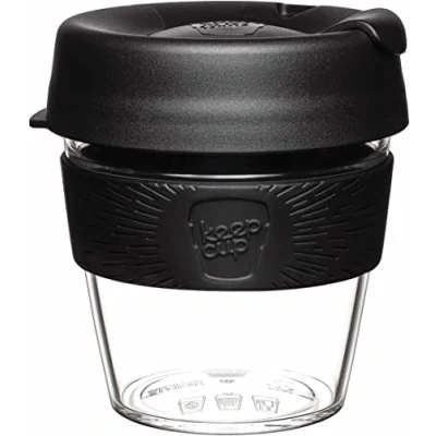Image of KeepCup Original, Lightweight Plastic Reusable Coffee Cup with Splashproof Sipper Lid 8oz/227ml Black
