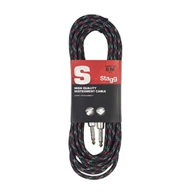 Image of Stagg SGC6VT BK 6m S Series Vintage Tweed Instrument Cable Black