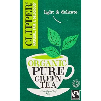 Image of Clipper Organic Pure Green Tea Bags 120 Teabags (6 x Boxes of 20) Bulk Buy for Office, Home &amp; Catering Eco Conscious, Fair Trade Natural Unbleached Plant Based Biodegradable