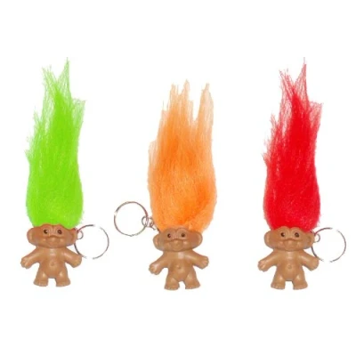 Image of Henbrandt 3 Lucky Troll Keyrings Charm Party Bag Filler Novelty Good Luck Pencil Topper