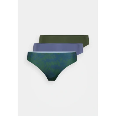 Image of Björn Borg Performance Thong 3 PACK Thong, Women&#039;s, Size: 14, Olive/dark blue