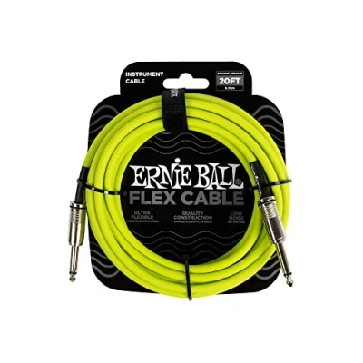 Image of Ernie Ball Flex Instrument Cable Straight/Straight 20ft Green