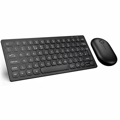 Image of Combrite 2.4Ghz Wireless Keyboard And Mouse Set, Slim Compact, UK Layout Keyboard, Multimedia Shortcut Keys, Pebble Optical Mouse, Nano Dongle Receiver, Black