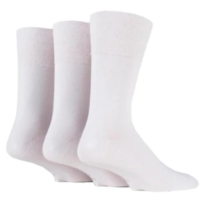 Image of 3 Pair White Plain Cotton Suit Socks In Men&#039;s 6 11 Mens Gentle Grip