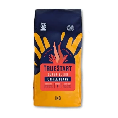 Image of TrueStart Coffee Beans 1kg, Super Blend Ideal for Espresso Machine, Bean to Cup, Single Origin Arabica, Freshly Hand Roasted Speciality Grade, Medium Roast