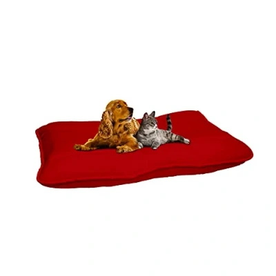Image of Stripey Finds Italian Bed Linen Dogs Maxy Pillow, 60 x 100 cm, Red