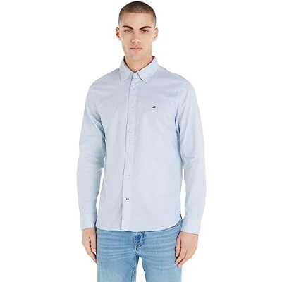 Image of Tommy Hilfiger CORE FLEX Oxford Shirt, Men&#039;s, Size: Large, Calm blue