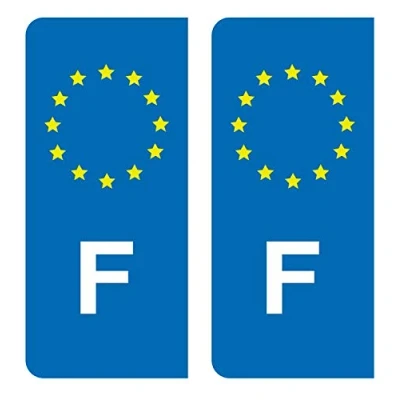 Image of HADEXIA Self Adhesive Car Number Plate Registration Stickers F France European Union EU Blue Stars Yellow