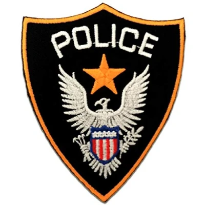 Image of Police Logo Iron on Patches Adhesive Emblem Stickers Appliques, Size: 2.76 x 3.46 inches
