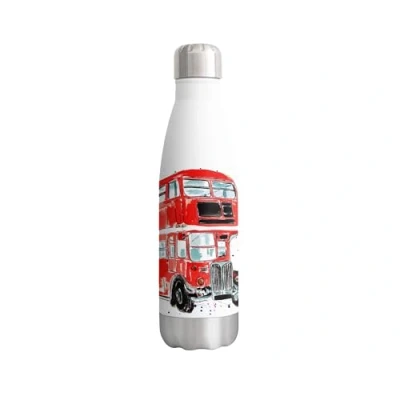 Image of Vixar Bus Red London busses Watercolour Bottle double Wall insulated Stainless steel sport Drinks 500ml