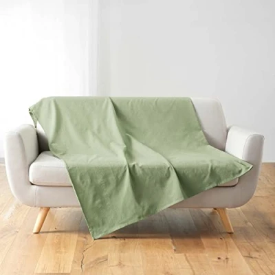 Image of Douceur d&#039;Intérieur Lucile Sage Polycotton Blanket 220 x 240 cm