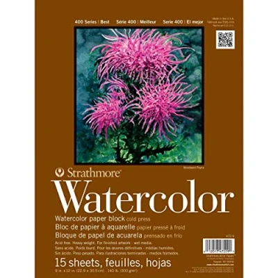 Image of Strathmore Watercolor Paper Pad 9 x 12 inch, 15 Sheets, White, 9&quot;X12&quot;