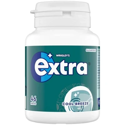 Image of Wrigley&#039;s Extra Chewing Gum Bottle Sugar Free, Cool Breeze Flavour, 46 Pieces